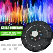 16cm Solar Floating Fountain with Lights 3W LED Solar Bird Bath Light Sensor with 6 Nozzles Auto On Off for Garden Decor