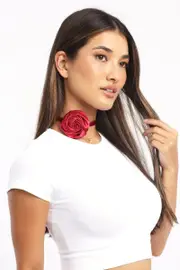 Red Rosette Choker - Size ONE, Women's Ring