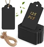 125pcs Black Paper Gift Tags with Free 200 Root Natural Jute Twine