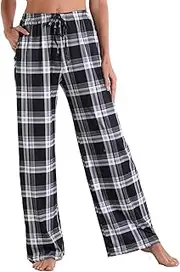 [Generic] Oversized for Women Winter New Home Casual Sports Pocket Checkered Printed Straight Pants Athletic Maternity