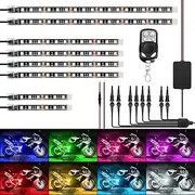 Nilight 8PCS Motorcycle RGB Led Light Kit Waterproof Multi-Color Atmosphere Lights Lamp with 4Key RF Wireless Remote for Harley Davidson Honda Kawasaki Suzuki (TL-42)