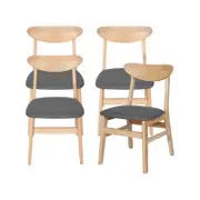 Levede 4x Dining Chair Kitchen Table Chair Natural Wood Linen Fabric Cafe Lounge