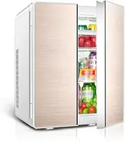 25L Mini Fridge Table Top Refrigerator Portable Electric Reefer Food Warmer Heater & Beverage Drink Cooler For Home Travel Room Office Car Fridge AC/DC Powered(Gold,Dual core)