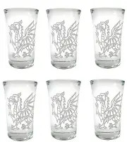Welsh Dragon Shot Glass Set of 6- Free Personalized Engraving, 1.5 oz Shot Glass