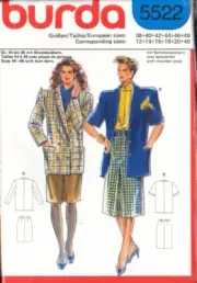 Burda 5522 Sewing Pattern Women's Jacket Skirt Size 12-20 plus 40, Uncut