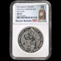 在飛比找Yahoo!奇摩拍賣優惠-【可議價】英國女王神獸英格蘭獅子普制銀幣2016年NGC M