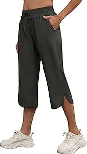 [YuKaiChen] Women's Capris Wide Leg Lightweight Quick Dry Pants Hiking Outdoor Athletic