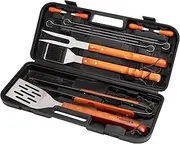 Cuisinart 13-Piece Wooden Grill Tool Set, BBQ Accessories and Grill Tools, Durable Stainless-Steel Utensils with Recycled Plastic Case, Spatula, Tongs, Cleaning Brush & More, Grilling Gifts for Men