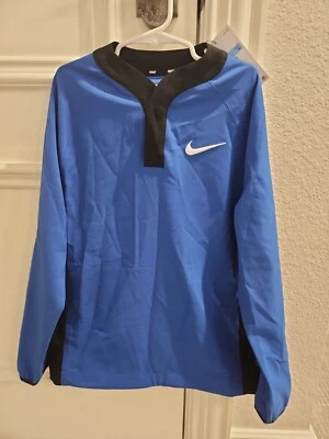 NWT Nike Long Sleeve Blue Windshirt Boys Youth M Baseball Wind Jacket Jersey