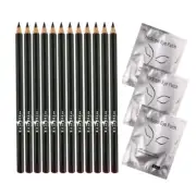 Italia Deluxe 12 pcs Eyeliner Pencil + 3 pair Hydrogel Eye Patch (Dark Brown)