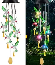 AIONASA All in 1 Solar Hummingbird Wind Chimes w/4 Aluminum Tubes 6 Small bells