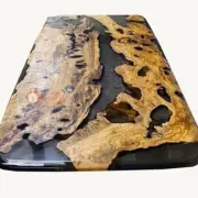 Black Epoxy Resin Dining Table, Resin Wooden Table, Live Edge Epoxy Bar Tables