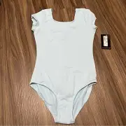 NWT Bloch Dance Girls Ballet cap Sleeve Leotard, Pastel Blue, sz 14