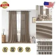 Chic 108'' Light Filtering Taupe Grey Linen Curtains - Perfect for Modern Homes
