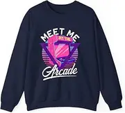 [Generic] Meet Me at The Arcade Humor Game Machine Vaporwave 80's Sweatshirt for Adults Crew Neck Long Sleeve Pullover