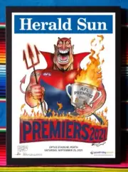 Framed 2021 MELBOURNE DEMONS AFL Premiers Poster - 62cm x 44.5cm x 3cm Weg