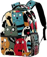 [Generic] Crowd of Cats Backpack Students Shoulder Bags Travel Bag College School Tote Backpacks for Women Men Kids Teen Girls Boys
