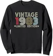 [X.Style] Vintage 1983 Limited Edition 40 Year Old Retro 40th Birthday Sweatshirt ds1733 Sweater (L) Black