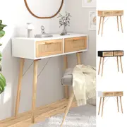Solid Wood Pine Console Table Rattan Entryway Side Table Multi Colours vidaXL