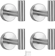 NearMoon Bath Towel Hooks- SUS 304 Stainless Steel Robe Hook Holder, Heavy Duty Coat Hook for Bathroom Livingroom Hotel Kitchen Garage, Wall Mounted- 4 Pack (Brushed Nickel)