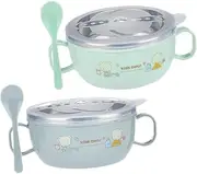 Hoement Boys and Girls Plates and Bowls Set 2 Stainless Steel Bowls Lunch Container for Babies