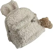 SUIOPPYUW Backpack for Children Made of Plush for Durability Plush Bunny Backpack Polyester Childrens Backpack Smooth, White