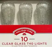 10 Holiday Time Clear Edison Style Crackle Glass T40 String Lights - NEW