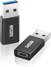XAOSUN [10Gbps] USB C Female to USB Male Adapter (2-Pack), 3.1 USB A to USB C Adapter, One-Sided SuperSpeed Data Sync & 100W Fast Charging For iphone 15 Plus Pro Max, Laptop, Charger, Quest Link, etc.