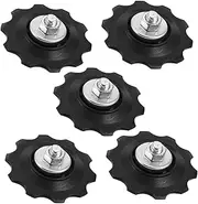 5pcs Rear Derailleur Guide Wheel Bike Pulley Wheels Rack and Pinion Steering Assembly Upper Guide Pulley Bikes Cycling Gear Bag Plastic Black
