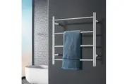 ACA 4 Bar Heated Towel Rail Round Wall Mounted Towel Electric Towel Rack Warmer Drying Rack Stainless steel Chrome