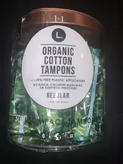 L. Organic Cotton Regular Absorbency Compact Tampons, BPA-Free Applicators 30 Ct