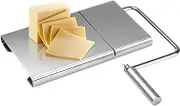 EZONEDEAL Cheese Slicer Cutter, Stainless Steel Cheese Cutter, Cake Cheese Wire Cutter with Serving Board Cheese Board with Wire Cutter for Kitchen Restaurant, Small Grid with 5 Replacement Wire