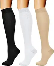 [CHARMKING] Compression Socks (3 Pairs) 15-20 mmhg is BEST Athletic & Medical for Men & Women, Running, Flight, Travel, Nurses,Edema