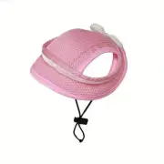 Breathable Sun Protection Cap for Cats & Dogs. Dog Hats w/Ear Holes- Small Pink