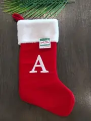 Old Time Pottery 19" Red Plush Monogram Christmas Holiday Stocking (Letter A)
