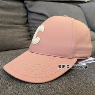 二手正品 Celine 深藍色 /粉色 C字母 Initial  Logo 棉質棒球帽 帽子 2AUA2242N