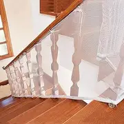 Adsoner Child Safety Net - 10ft L x 2.5ft H, Balcony, Patios and Railing Stairs Netting, Safe Rail Net for Kids/Pet/Toy, Sturdy Mesh Fabric Material (White)