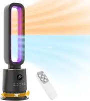 Heater, Bladeless Tower Heater with Thermostat, Color Light, Electric Heater for