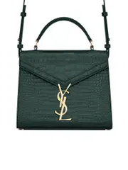 Saint Laurent Cassandra Mini Top Handle Bag in Crocodile-Embossed Shiny Leather