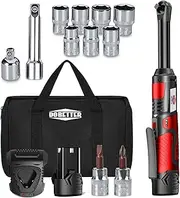[Dobetter] Electric Ratchet Wrench 3/8 Cordless Ratchet Wrench Set, Extended 55 N·m Battery Powered Ratchet Tool with 7 Sockets, 2 Screwdrivers, 1 Extender, 1/4" Adapter and Bag-DBCRWI2L