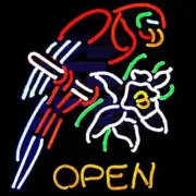 Parrot Business Shop Open 24"x20" Neon Sign Lamp Light Hanging Nightlight Bar EY