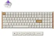 Keychron K4 HE White QMK Special Edition Wireless Mechanical Keyboard - Wood Frame/Nebula Switch [KBKCK4HQ1]