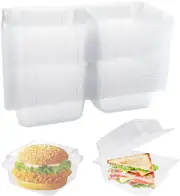 100Pack Clear Plastic Hinged Food Containers,Clear Plastic Square Take Out