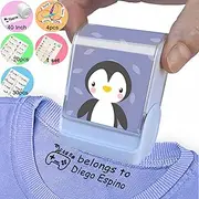 Ogelz Name Stamp for Kids Clothes Clothing Personalized The Name Stamp Custom Daycare Stickers Tag Label Preschool Nursing Home Washable Dryer Safe Animal Theme Penguin (Stamp Kit)