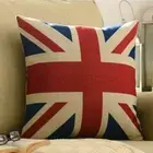 Platinum Jubilee Linen Union Jack Pillow Case Cushion Cover UK Flag 18x18 in