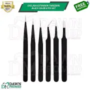6 Pcs Eyelash Extension Tweezers Black Color Set For Craft Electronics Jewelry