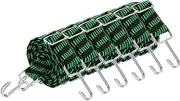 uxcell 6Pcs Adjustable Bungee Cords with Hooks, 79 Inch Flat Heavy Duty Elasticity Straps Rubber Bungee Cords with Buckle for Outdoor, Camping, Tarp, Bike Rack, Luggage, Black Green