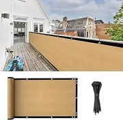 Cliselda Apartment Balcony Privacy Screen Fence, 3'x16' Privacy Fencing Shield Cover Mesh Windscreen Railing Screen Shade Cloth with Grommets UV Protection for Deck Patio Backyard Pool Porch, Sand