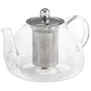 TEA INFUSER TEAPOT, NEW, GLASS/STAINLESS STEEL, HAND WASH