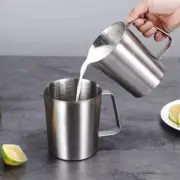 Stainless Steel Measuring Cup with Marking w/Handle Coffee Pull Flower Cup 500ml